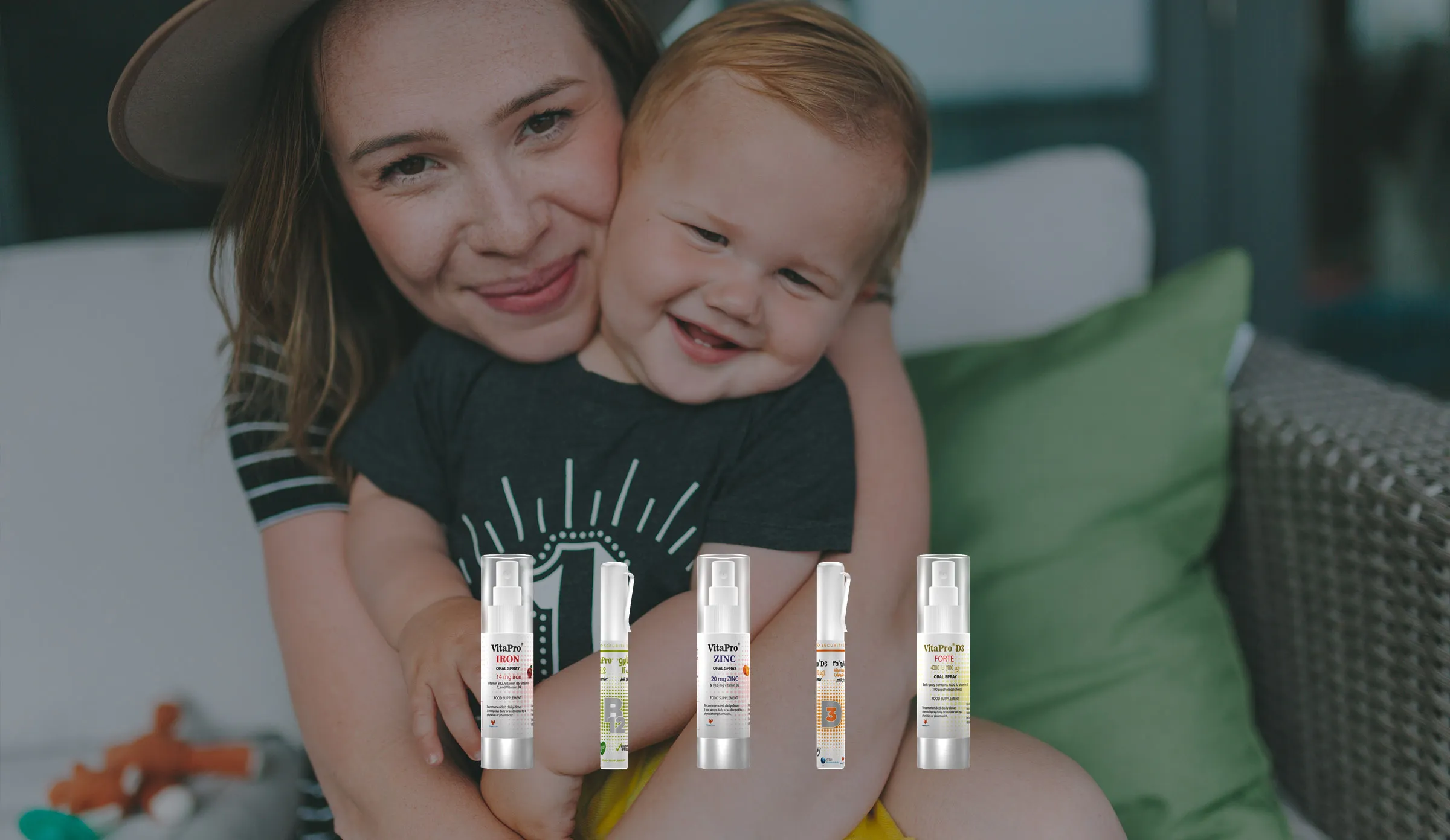 Woman with Baby Image and Vitapro Oral Sprays